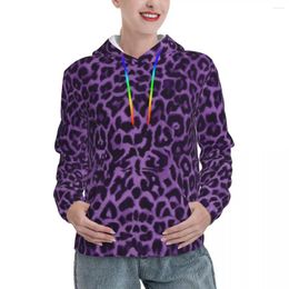 Women's Hoodies Animal Print Spring Purple Leopard Pattern Outerwear Hooded Shirt Unisex Harajuku Classic Oversize Pullover Hoodie