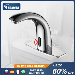 Bathroom Sink Faucets Bakicth Automatic Sensor Touchless Tap Basin Faucet With Hole Cover Plate Brass