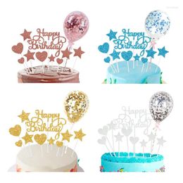 Party Supplies 1 Set Happy Birthday Cake Topper Heart Star Cupcake Toppers Wedding Baby Shower Decoration Baking