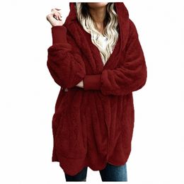 women Winter Warm Coat Jacket Outwear Ladies Cardigan Coat Double Sided Veet Hooded Coat Autumn And Winter New Fi K4oM#