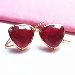 Dangle Earrings 585 Purple Gold Plated 14K Rose Inlaid Geometric Triangle Ruby For Women Fashion Luxury Charm Jewellery Gift