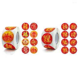 Gift Wrap Inch Lucky Red Label Stickers Card Box Pcs Round Shape Year