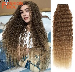 Synthetic Weaving For Black FASHION IDOL Loose Deep Extensions Ombre Bundles 28 32Inch 120g Super Long Synthetic Curly Wave Hair2506641