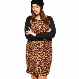 Artı Boyut Yaz Bahar Günlük Leopar Dr Kadın LG Sleeve Loose T-Shirt Tee Dr Kadın Büyük Boyut Düz Tunik DR 6X G9FS#