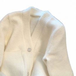 Kawaii malha topos para mulher cardigan inverno bunda bonito camisola feminina branco outono 2023 novo em coreano luxo lg manga tendência w4e8 #