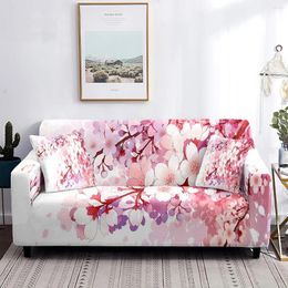 Chair Covers Plum Blossom Sofa Cover Pink Flower Floral Slipcover Couch For Living Room Washable Furniture Protector Decor 1/2/3/4 Seat