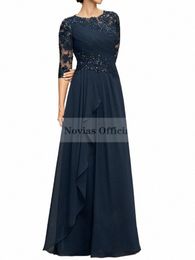 kadier Novias Lg Navy Blue Chiff Mother of the Bride Dres 2023 Women's Dres for Party 2022 Wedding Party Dr o2zD#