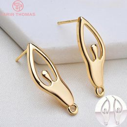 Stud Earrings (2225)6PCS 10x28MM 24K Gold Colour Plated Brass Ballet Girl High Quality DIY Jewellery Making Findings