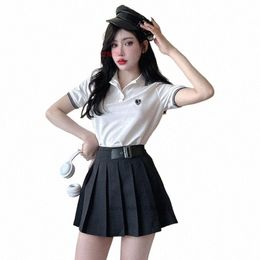 2024 chinese slim fit schoolgirl nightclub clothes student jk uniform blouse+plaid pleated skirt set streetwear 30pL#