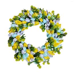 Decorative Flowers 1PC Mother's Day Wreath Spring Decorating Farmhouse Decor Wall Home Gift DIY False Flower Front Door Decoration