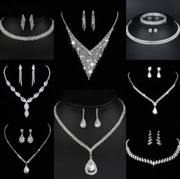 Valuable Lab Diamond Jewelry set Sterling Silver Wedding Necklace Earrings For Women Bridal Engagement Jewelry Gift 661L#