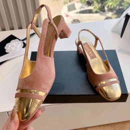 Hong Kong Xiaoxiangfeng 2024c New Cat Heel Sandals with Back Empty Baotou Thick Heel Shoes French Mary Jane Shoes for Women