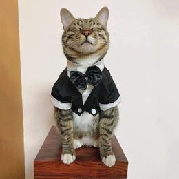 Dog Apparel Tuxedo Costume Formal Shirt Wedding Black Jacket Suit Pet Puppy Couple Bow Tie Small Dogs Cats Clothes