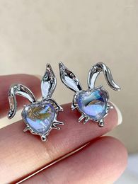 Stud Earrings Gothic S925 Silver Needle Moonstone Easter Decor Ear Jewelry Holiday Ornament For Women Girls Gift