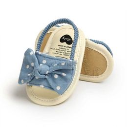 Sandals Polka Dot Sandals Baby Girls Shoes Fashion Newborn Bow Baby Girl Sandals Cotton Princess Sandals Baby Girl Shoes 240329