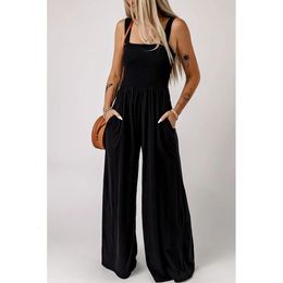 Elegant Women Jumpsuit Summer Sexy Suspenders Sleeveless One Piece Wide Leg Pants Office Work Clothes Ladies Overalls 240315