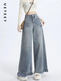 Women's Jeans UETEEY High Waisted Wide Leg Baggy Pants Casual Trousers Y2k Fashion 2024 Boyfriend Versatile Denim Straight