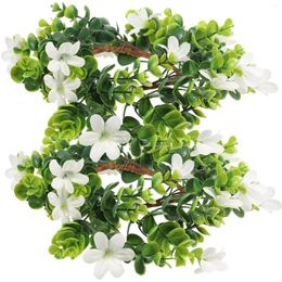 Decorative Flowers 2 Pcs Ring Halloween Embellishments Rings Wreaths Christmas Gift Green Leaves Decortations Pe (plastic)