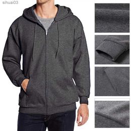 Men's Hoodies Sweatshirts Fashionable hoodie with zipper closure solid color casual sports shirt comfortable mens jacketL2403