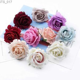 Decorative Flowers Wreaths 6/10 Pcs 6CM Velvet Roses Head Home Wedding Car Valentines Day Present Scrapbooking Decorative Flowers Wall Artificial FlowersL2403