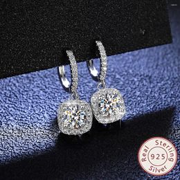 Hoop Earrings 1 Pair Full Diamond Dangler Earrdrop 925 Silver White Plated Setting VVS1 DColor Moissanite Anniversary Gift