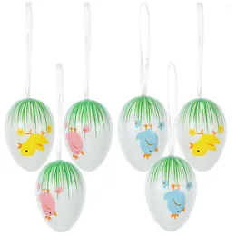 Decorative Figurines 6pcs Easter Eggs Hanging Ornaments Festival Pendant Egg Tree