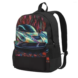 Backpack Passionate Sports Car Neon Colourful Painting Hiking Backpacks Boy Quality Pattern High School Bags Streetwear Rucksack