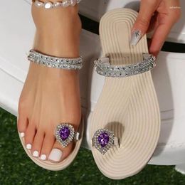 Slippers Comem Thong Sandal 2024 Outdoor Summer Sexy Slides Ladies Casual Shoes Beach Flip-flops Women Rhinestone Flat Sandals