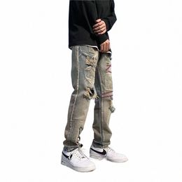 fi Street Style Ripped Skinny Jeans Men Vintage w Solid Denim Trouser Mens Casual Slim fit pencil denim Pants hot sale B37s#