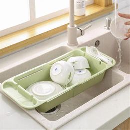 Kitchen Storage Basket Plastic Odorless Adjustable No Impurities Rinse And Drain Household Products Drainage Tools Rectangle Filter Rack