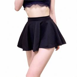 women's Basic Skirt Sexy Mini Pleated Skirt Red Black High Waist Short Skirt Without Lining F8jj#