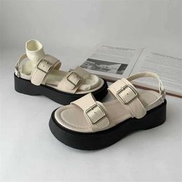 Sandals Fashion Buckle Gothic Shoes Summer Block Heels Rubber Sole High Quality Platform Women Gladiator Footwear H240328CUYL