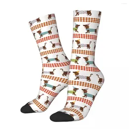 Men's Socks Cute Sweater Dressed Dachshunds Retro Harajuku Dachshund Dog Hip Hop Casual Pattern Crew Crazy Sock Gift Printed