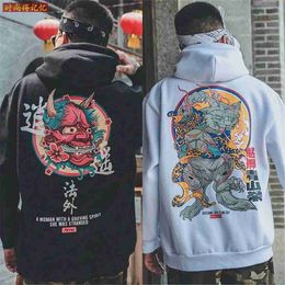 Mens Hoodies Sweatshirts Fashionable Boys Cool Mens Hip Hop Hoodie Japanese Leisure Sports Shirt Street Clothing Mens Loose Pulling Harajuku Devil Hoodie MensL240