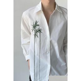 Mens Casual Shirts 2023 Chinese Style Shirt Design Sense Embroidery Fringe Long Sleeve Niche Senior Top Drop Delivery Apparel Clothing Ot6U0