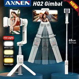 Selfie Monopods NEW AXNEN HQ2 Handheld Gimbal Cellphone Stabiliser Selfie Stick Tripod with Fill Light Telescopic Rod Monopod for iPhone Android 24329