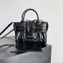 Mirror Quality Designer Arco Tote Bags Luxury Women Crossbody Bags Polished Calfskin Leather Lady Handbag Black Purse