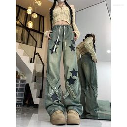 Women's Jeans Deeptown Vintage Star Girl Y2k Harajuku Streetwear Baggy Denim Pants Women Grunge Korean Fashion Trousers 90s Aesthetic