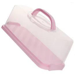 Storage Bottles Portable Bread Box With Clear Lid Plastic Loaf Cakes Container Handle Rectangular Keeper Bins