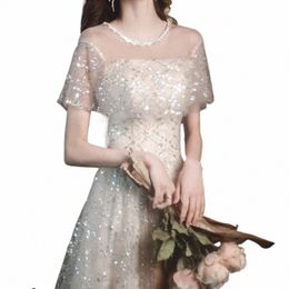 sparkling Champagne Prom wedding party dr Off The Shoulder A-line Elegant Slim Evening Dres Bridesmaid vestido de festa W0ta#