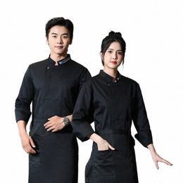 chef Uniform Lg Sleeve Autumn and Winter Clothes Hotel Catering Cake Shop Canteen Rear Kitchen Work Clothes Wholesale Printed k8co#