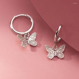 Hoop Earrings Korean Exquisite Butterfly Pendant Fashion Versatile Women's Sweet 925 Sterling Silver Party Jewellery