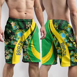 Men's Shorts Brazil Flag Map 3D Print Short Pants For Men Clothes Casual Hawaiian Beach Brazilian National Emblem Trunks Male Trousers