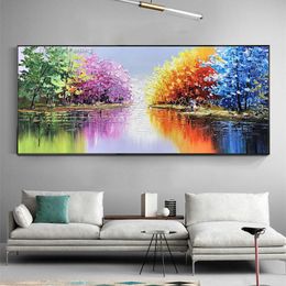Large Artwork Handpainted Tree Landscape Oil Painting On Canvas Modern Wall Art Picture Living Room Home Hotel Decor