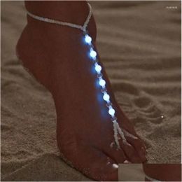 Anklets Fashion Handmade Glow In The Dark Beaded Mittens Anklet For Women Beach Ankle Bracelet On Leg Foot Trendy Jewellery Drop Deliver Otcay