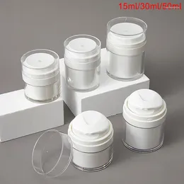 Storage Bottles 15/30/50ml Cosmetic Jar Acrylic Cream Refillable Vacuum Bottle Press Style Vials Airless Container