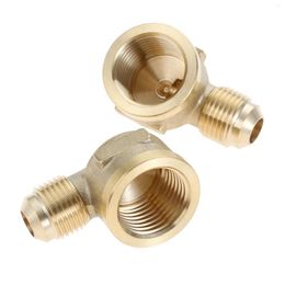 Tools 2Pcs Propane Gas Brass Pipe Coupling Fitting 90 Degree Barstock Street Elbow 1/2" NPT Female X 3/8" Male Flare Connector Adapter