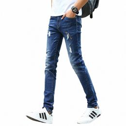 men Jeans Jean Homme Pantal Ripped Slim Denim Trousers Biker High Quality Male Straight Casual Designer Streetwear Moda Hombre U7fc#