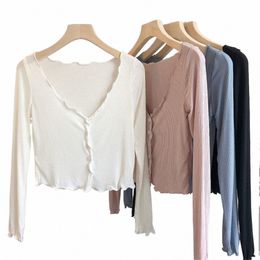 basic All-match Sexy Fi Girls Females Top 2023 Spring New Cardigan Women Thin Summer Sun-proof Cropped Slim Cool Holiday i2aF#