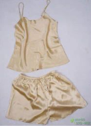 Women 100% Natural Silk 16 momme satin silk Camisole with Shorts Pyjama Set Sleepwear M-2XL YM004